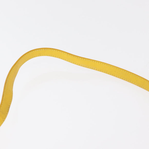 CELINE Shoulder Bag Leather Yellow Silver Auth 159741