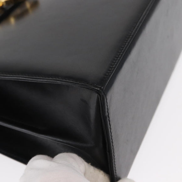 Salvatore Ferragamo Gancini Hand Bag Leather 2way Black Gold Auth 159742A