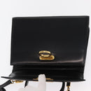 Salvatore Ferragamo Gancini Hand Bag Leather 2way Black Gold Auth 159742A-10