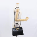 Salvatore Ferragamo Gancini Hand Bag Leather 2way Black Gold Auth 159742A-25