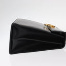Salvatore Ferragamo Gancini Hand Bag Leather 2way Black Gold Auth 159742A-3