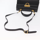 Salvatore Ferragamo Gancini Hand Bag Leather 2way Black Gold Auth 159742A-7