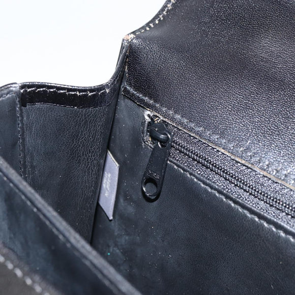 BALLY Hand Bag Leather 2way Black Gold Auth 159743