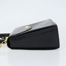 BALLY Hand Bag Leather 2way Black Gold Auth 159743-4