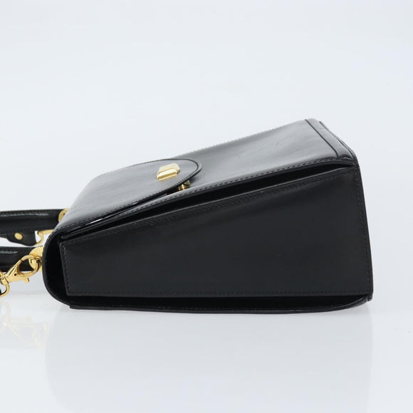 BALLY Hand Bag Leather 2way Black Gold Auth 159743