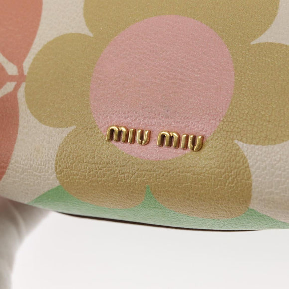 Miu Miu Hand Bag Leather Pink Gold Auth 159745