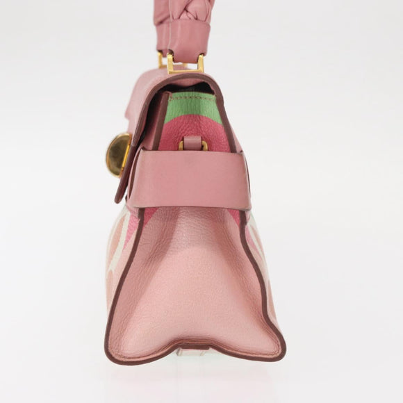 Miu Miu Hand Bag Leather Pink Gold Auth 159745