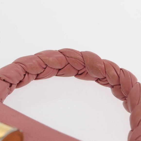 Miu Miu Hand Bag Leather Pink Gold Auth 159745