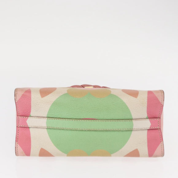 Miu Miu Hand Bag Leather Pink Gold Auth 159745