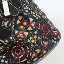 CHANEL Coco Travel Boston Bag PVC Canvas Black Silver CC Auth 159746-10
