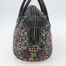 CHANEL Coco Travel Boston Bag PVC Canvas Black Silver CC Auth 159746-3