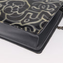 CHANEL Camellia COCO Mark Chain Wallet Patent leather Gray Silver CC Auth 159748-18