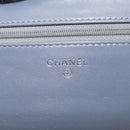 CHANEL Camellia COCO Mark Chain Wallet Patent leather Gray Silver CC Auth 159748-20