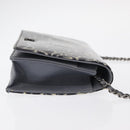 CHANEL Camellia COCO Mark Chain Wallet Patent leather Gray Silver CC Auth 159748-3