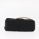 CHANEL Matelasse Chain Shoulder Bag Satin Black Gold CC Auth 159749-11