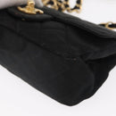 CHANEL Matelasse Chain Shoulder Bag Satin Black Gold CC Auth 159749-13