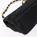 CHANEL Matelasse Chain Shoulder Bag Satin Black Gold CC Auth 159749-14