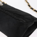 CHANEL Matelasse Chain Shoulder Bag Satin Black Gold CC Auth 159749-15