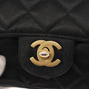 CHANEL Matelasse Chain Shoulder Bag Satin Black Gold CC Auth 159749-16