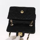 CHANEL Matelasse Chain Shoulder Bag Satin Black Gold CC Auth 159749-17
