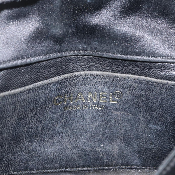 CHANEL Matelasse Chain Shoulder Bag Satin Black Gold CC Auth 159749