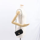 CHANEL Matelasse Chain Shoulder Bag Satin Black Gold CC Auth 159749-27