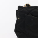 CHANEL Matelasse Chain Shoulder Bag Satin Black Gold CC Auth 159749-4