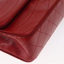 CHANEL Matelasse Chain Shoulder Bag Lamb Skin Red Gold CC Auth 159750-10