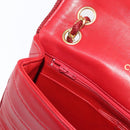 CHANEL Matelasse Chain Shoulder Bag Lamb Skin Red Gold CC Auth 159750-22