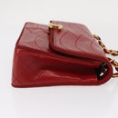 CHANEL Matelasse Chain Shoulder Bag Lamb Skin Red Gold CC Auth 159750-4
