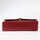 CHANEL Matelasse Chain Shoulder Bag Lamb Skin Red Gold CC Auth 159750-9