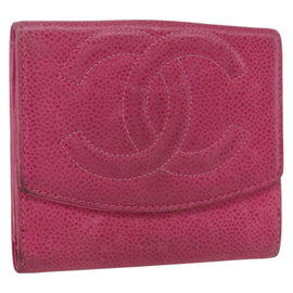 CHANEL Wallet Caviar Skin Pink Gold CC Auth 159752