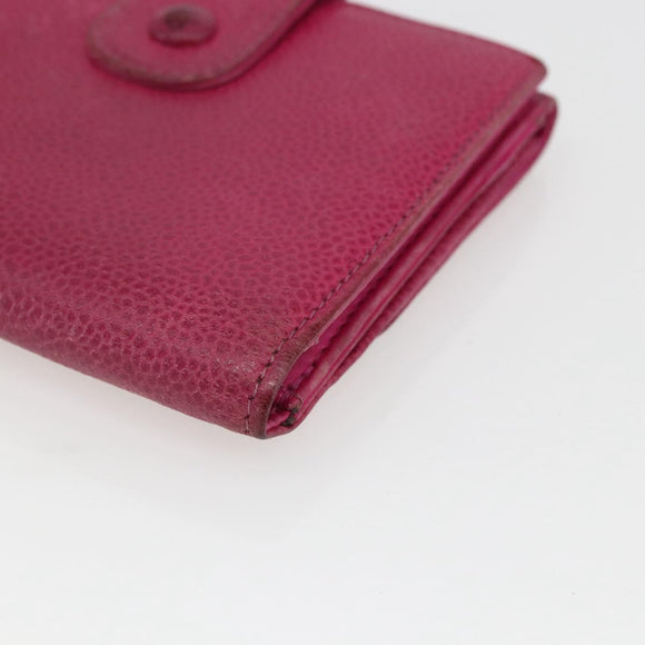 CHANEL Wallet Caviar Skin Pink Gold CC Auth 159752