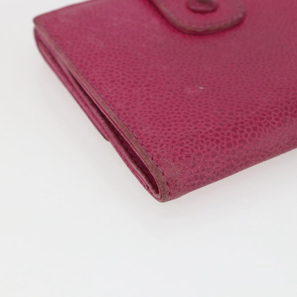 CHANEL Wallet Caviar Skin Pink Gold CC Auth 159752