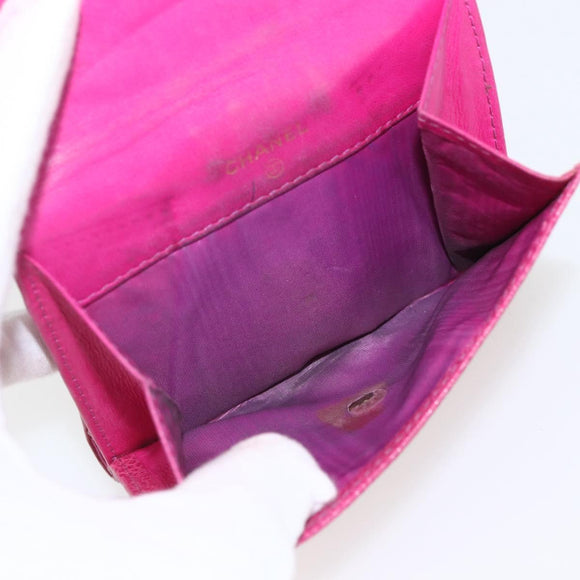 CHANEL Wallet Caviar Skin Pink Gold CC Auth 159752