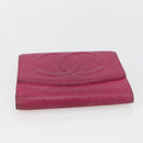 CHANEL Wallet Caviar Skin Pink Gold CC Auth 159752-6