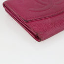 CHANEL Wallet Caviar Skin Pink Gold CC Auth 159752-7