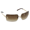 CHANEL Sunglasses metal Brown CC Auth 159753-1