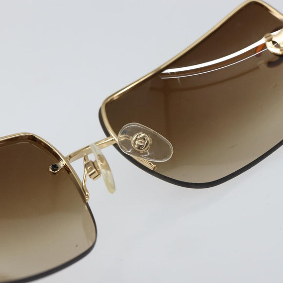 CHANEL Sunglasses metal Brown CC Auth 159753