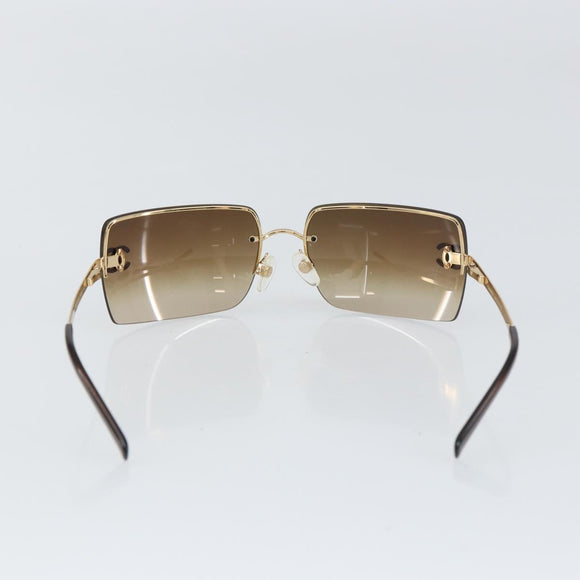 CHANEL Sunglasses metal Brown CC Auth 159753