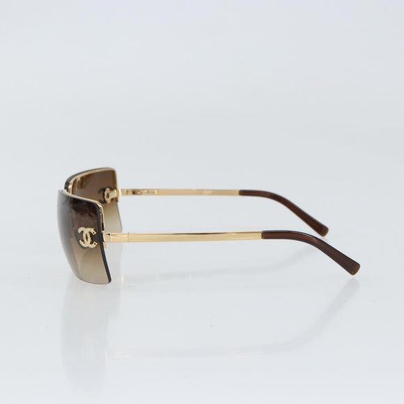 CHANEL Sunglasses metal Brown CC Auth 159753