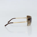 CHANEL Sunglasses metal Brown CC Auth 159753-5