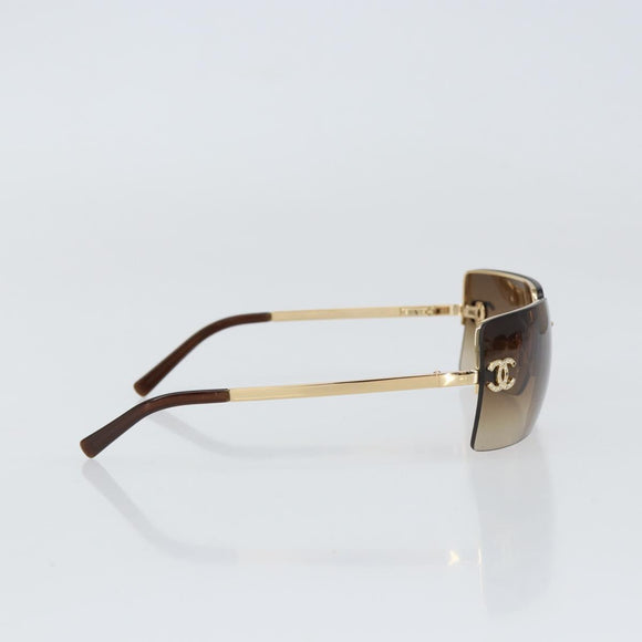 CHANEL Sunglasses metal Brown CC Auth 159753