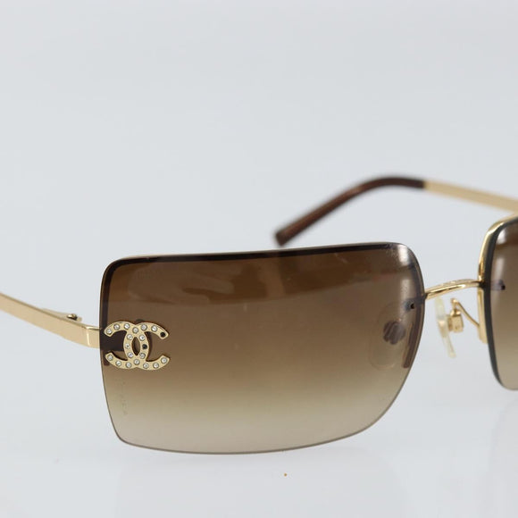 CHANEL Sunglasses metal Brown CC Auth 159753