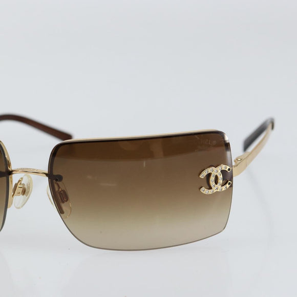 CHANEL Sunglasses metal Brown CC Auth 159753