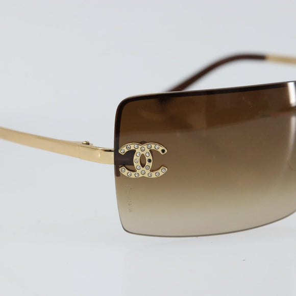 CHANEL Sunglasses metal Brown CC Auth 159753