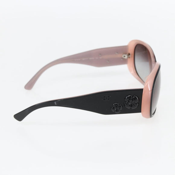 CHANEL Camelia Sunglasses plastic Black Pink CC Auth 159754