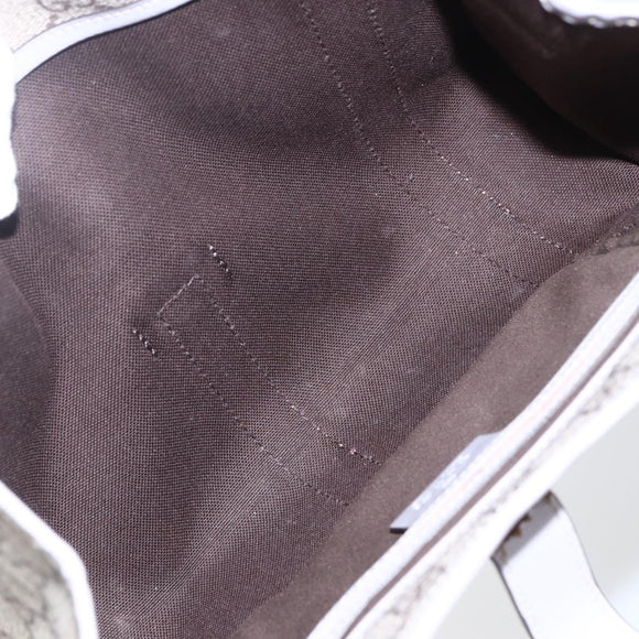 GUCCI GG Supreme Hand Bag PVC Beige Gold 203495 Auth 159773