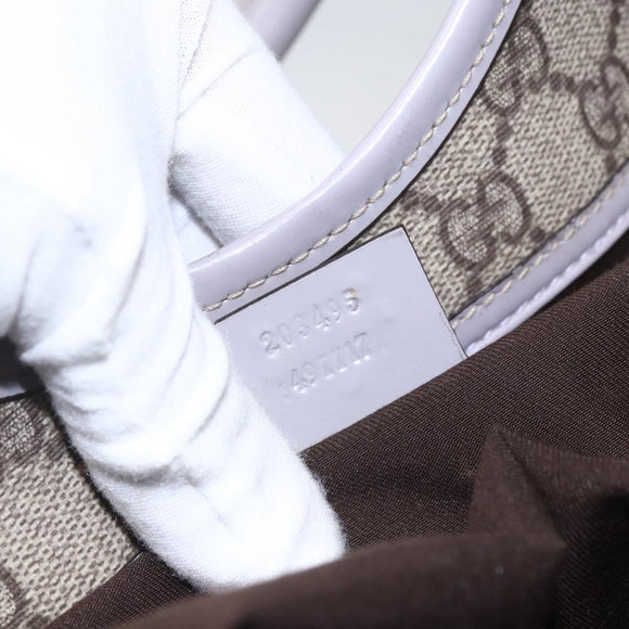 GUCCI GG Supreme Hand Bag PVC Beige Gold 203495 Auth 159773