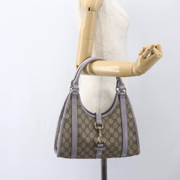 GUCCI GG Supreme Hand Bag PVC Beige Gold 203495 Auth 159773
